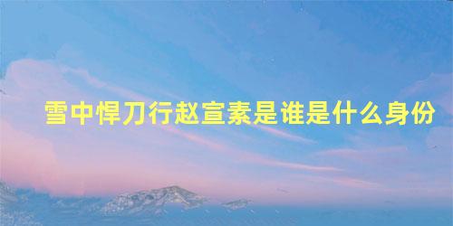 雪中悍刀行赵宣素是谁是什么身份