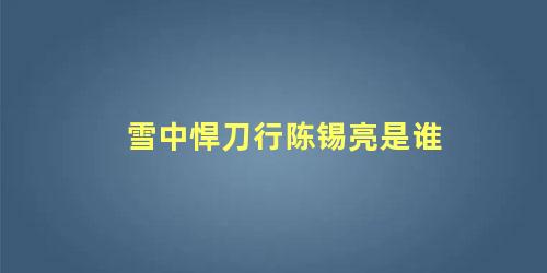 雪中悍刀行陈锡亮是谁