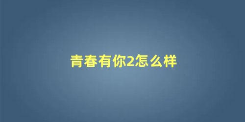 青春有你2怎么样