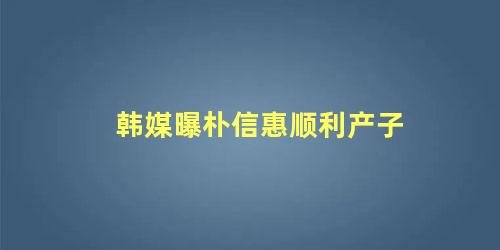 韩媒曝朴信惠顺利产子