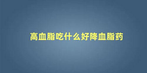 高血脂吃什么好降血脂药
