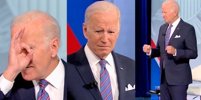 拜登怎么了？架起胳膊，攥紧拳头，僵滞十多秒，网友：又拉裤子了